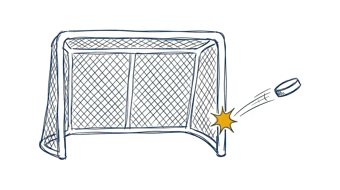 Hockey puck missing the net — just like this page missed its mark